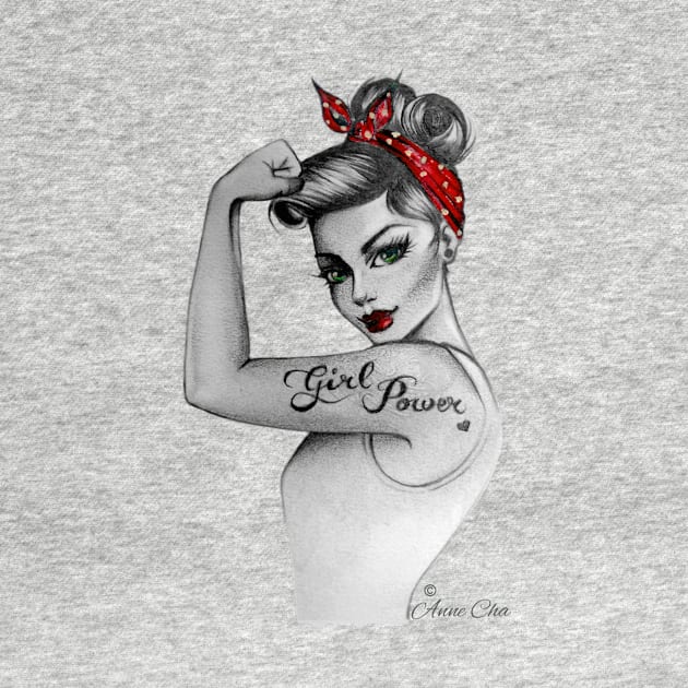 Girl Power by Anne Cha Pin up Modern Rosie the Riveter by annechaart